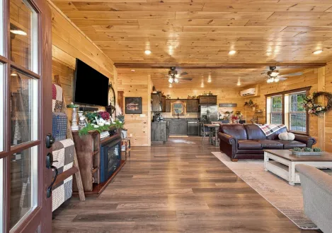 Homesteader modular log home wood interior