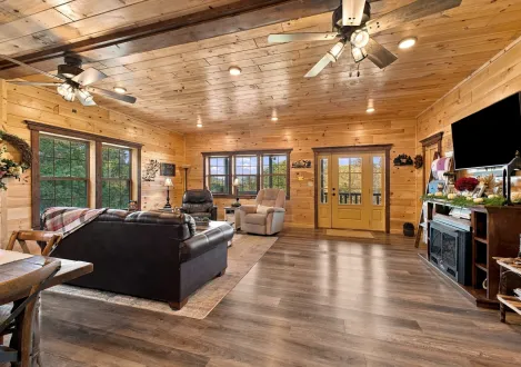 Homesteader modular log home wood interior