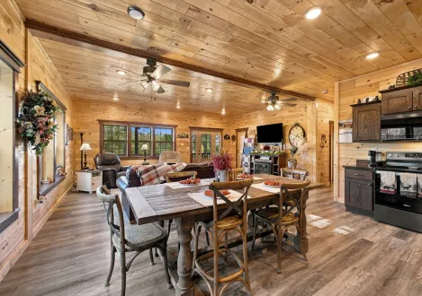 Homesteader modular log home wood interior
