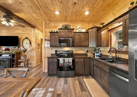 Homesteader modular log home kitchen